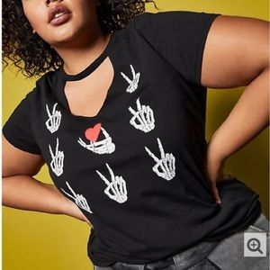 Torrid | Lovesick Black Skeleton Choker Tee | 3X